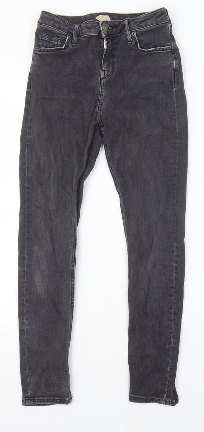 Topshop Womens Black Cotton Skinny Jeans Size 26 in Slim Zip