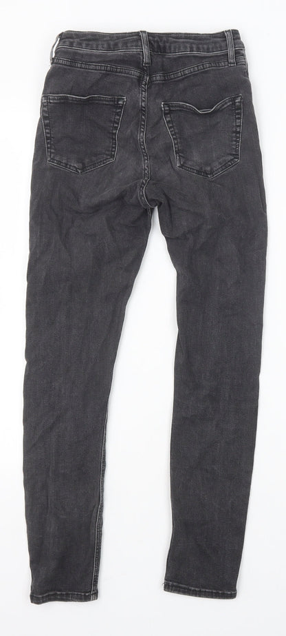 Topshop Womens Black Cotton Skinny Jeans Size 26 in Slim Zip