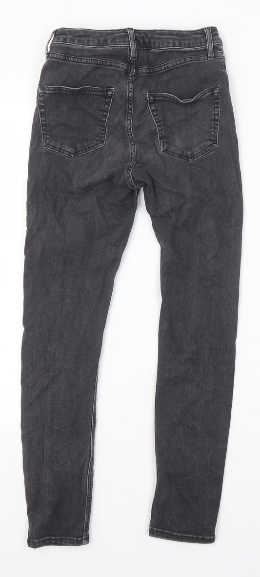 Topshop Womens Black Cotton Skinny Jeans Size 26 in Slim Zip