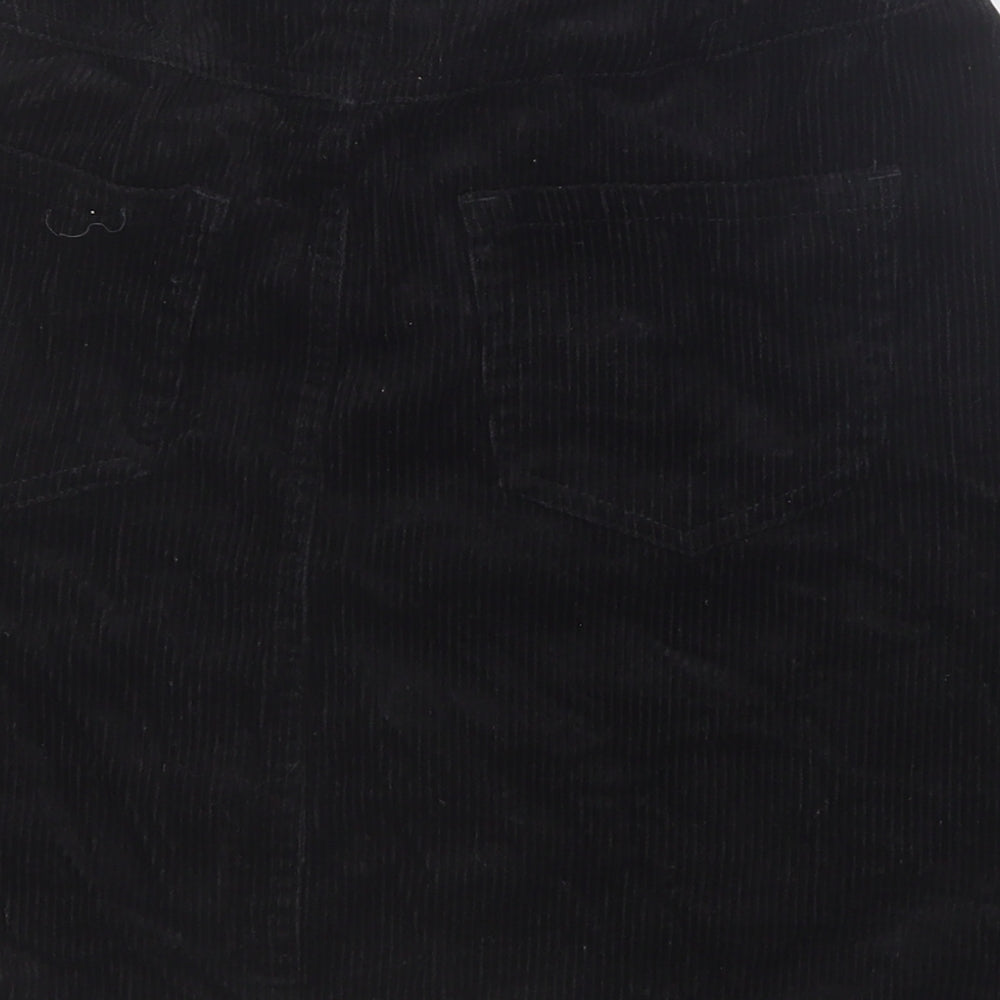 New Look Womens Black Cotton A-Line Skirt Size 8 Zip