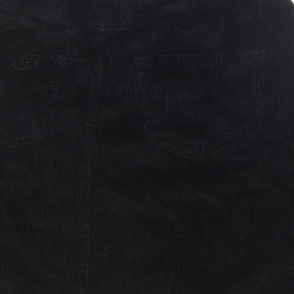 New Look Womens Black Cotton A-Line Skirt Size 8 Zip