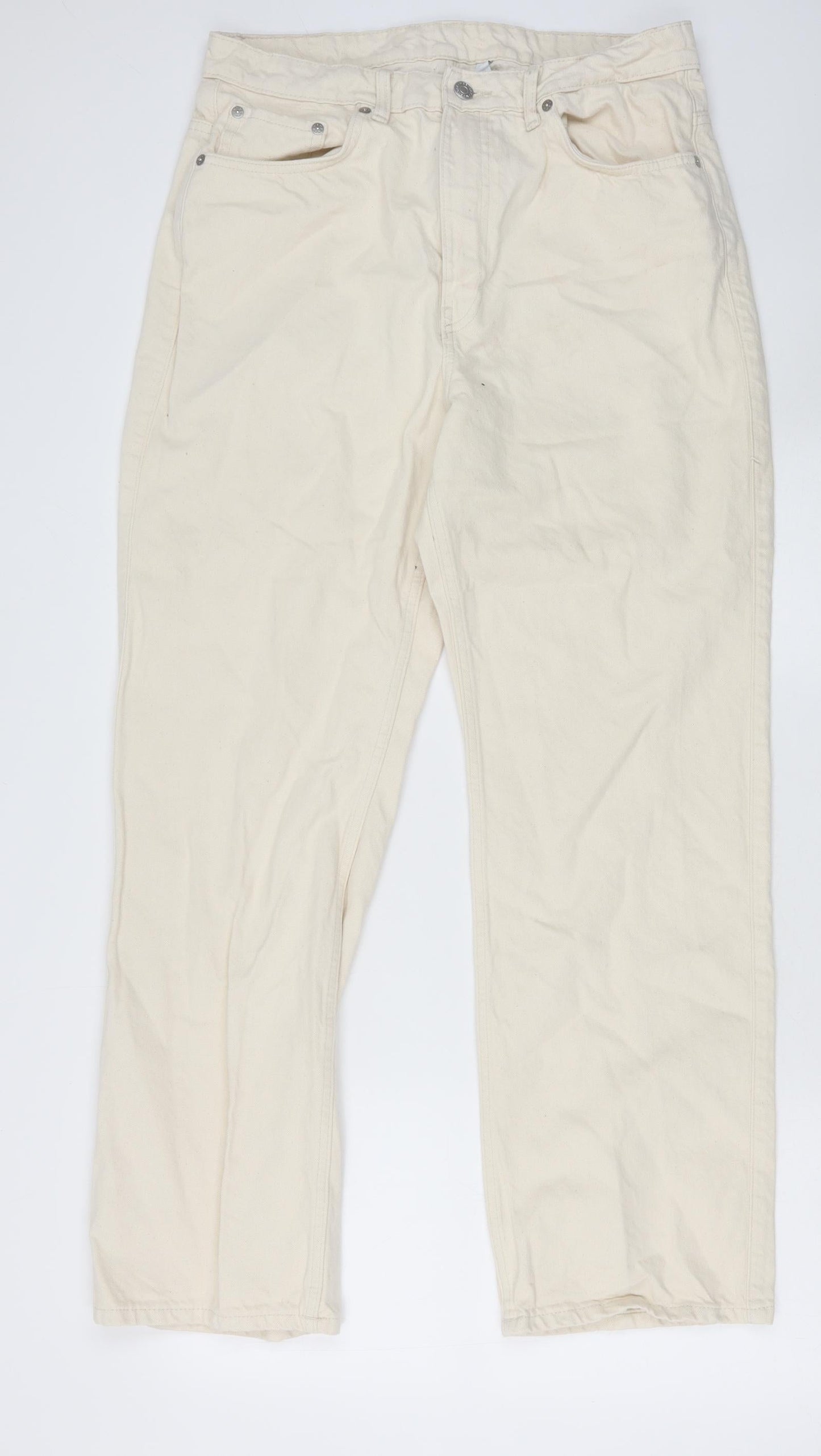 Womens UK Size 32 in Weekday Regular Fit Straight Ivory Jeans