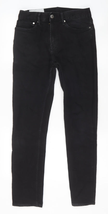 H&M Mens Black Cotton Skinny Jeans Size 28 in Slim Zip