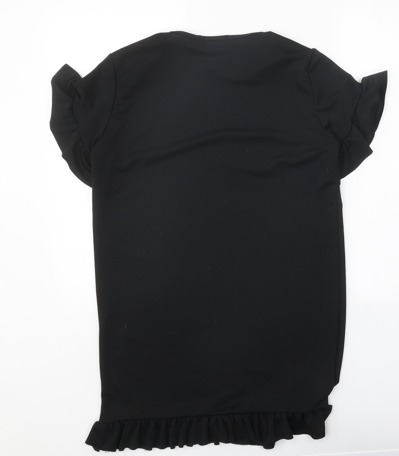 I SAW IT FIRST Womens Black Polyester T-Shirt Dress Size 8 Round Neck Pullover