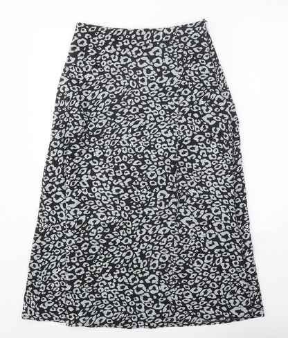 SheIn Womens Black Animal Print Polyester Peasant Skirt Size S Zip - Leopard Pattern