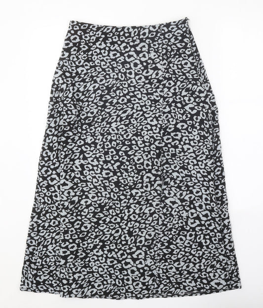 SheIn Womens Black Animal Print Polyester Peasant Skirt Size S Zip - Leopard Pattern