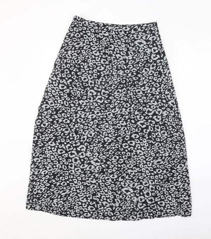 SheIn Womens Black Animal Print Polyester Peasant Skirt Size S Zip - Leopard Pattern