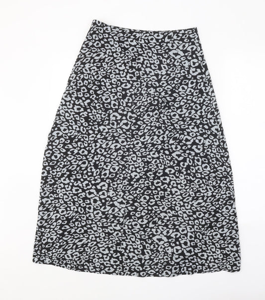 SheIn Womens Black Animal Print Polyester Peasant Skirt Size S Zip - Leopard Pattern