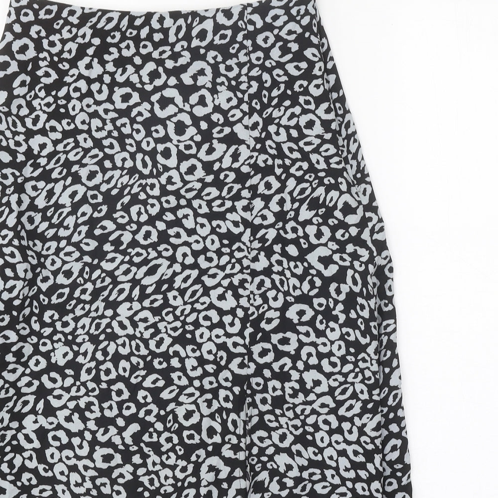 SheIn Womens Black Animal Print Polyester Peasant Skirt Size S Zip - Leopard Pattern