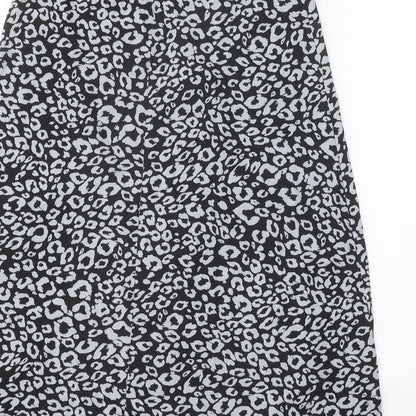 SheIn Womens Black Animal Print Polyester Peasant Skirt Size S Zip - Leopard Pattern