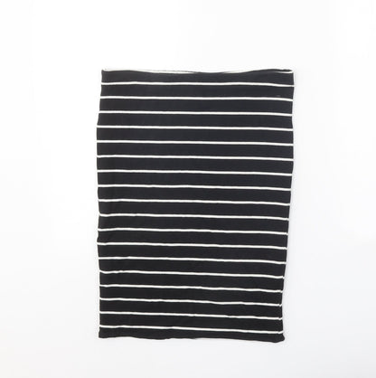 H&M Womens Black Striped Cotton Straight & Pencil Skirt Size S
