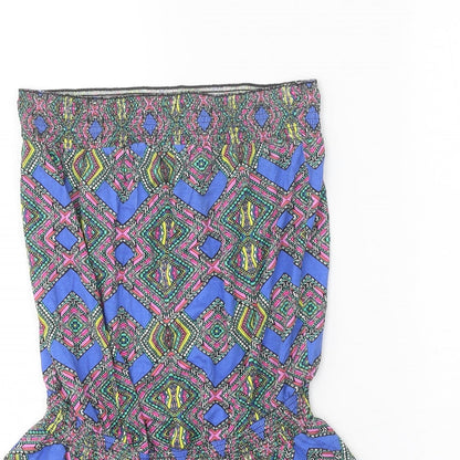 F&F Womens Blue Geometric Viscose Playsuit One-Piece Size 8 Pullover