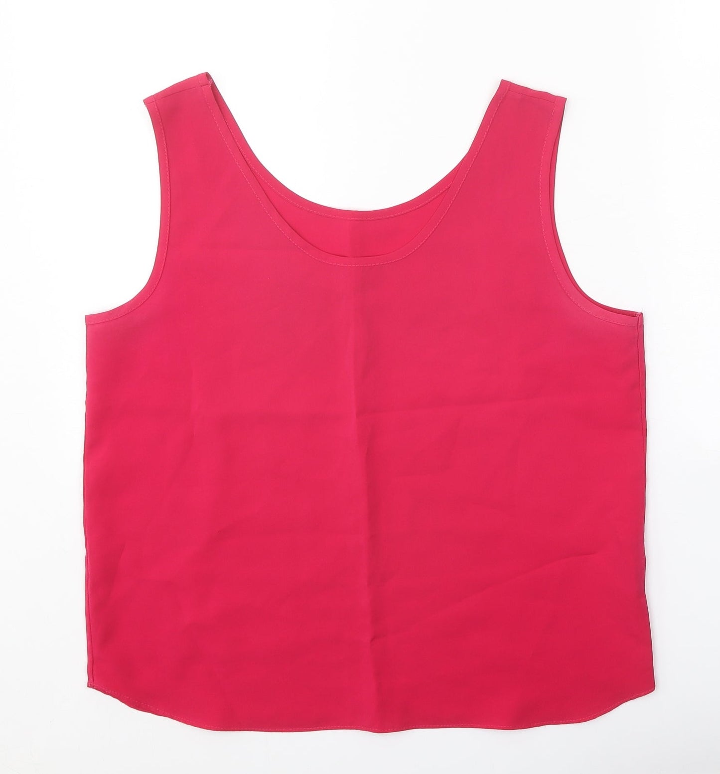 House of Fraser Womens Pink Polyester Basic Tank Size 14 Round Neck