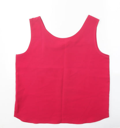 House of Fraser Womens Pink Polyester Basic Tank Size 14 Round Neck