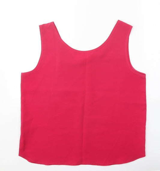 House of Fraser Womens Pink Polyester Basic Tank Size 14 Round Neck