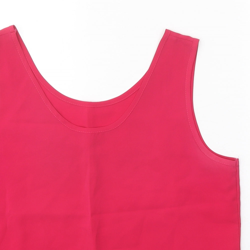 House of Fraser Womens Pink Polyester Basic Tank Size 14 Round Neck