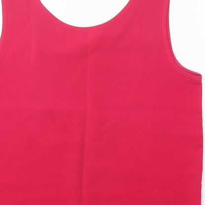 House of Fraser Womens Pink Polyester Basic Tank Size 14 Round Neck
