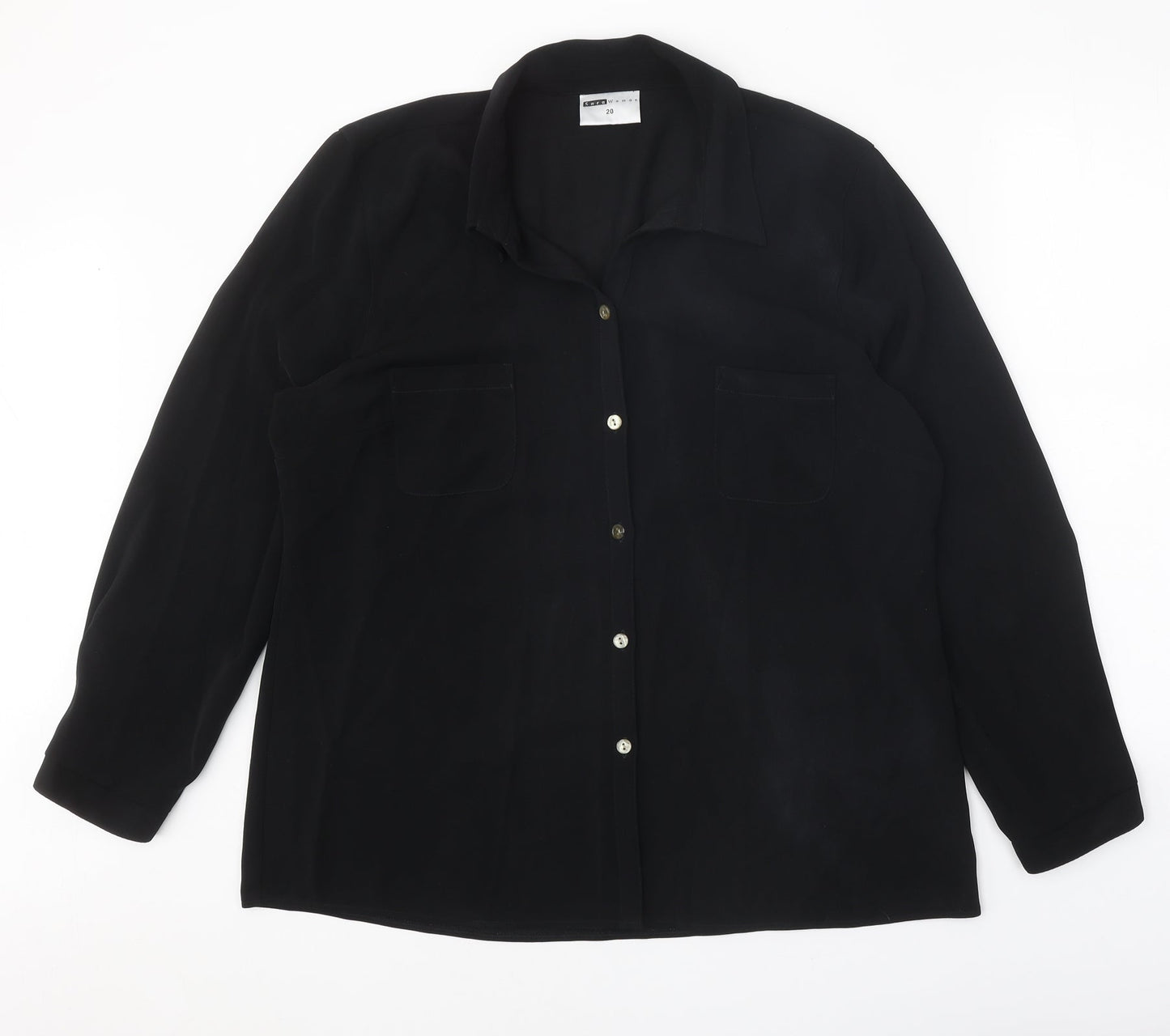 Womens UK Size 20 Sara Woman Black Basic Button-Up