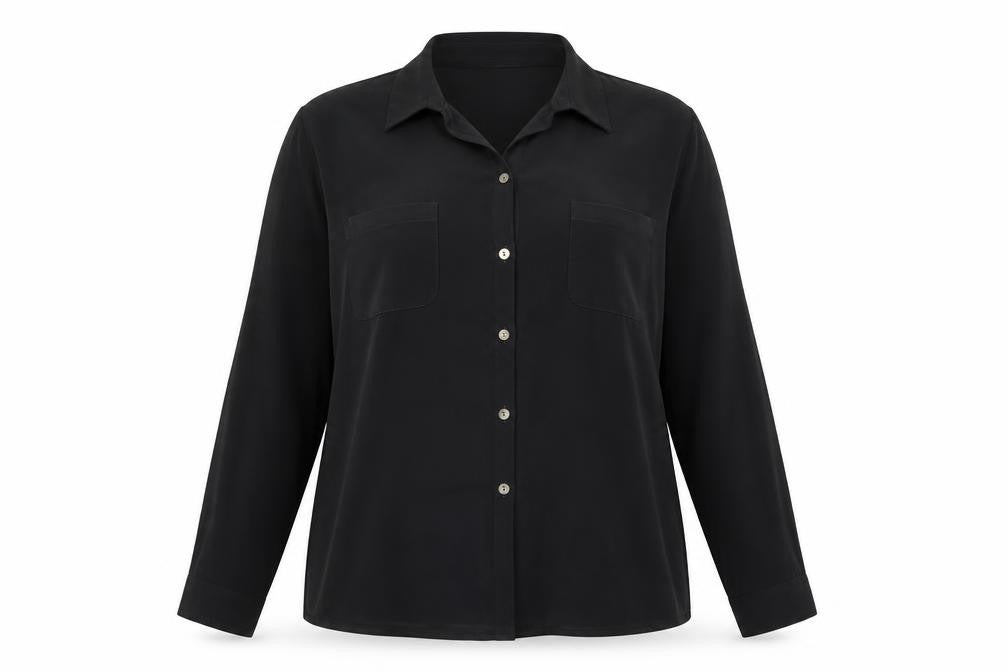 Womens UK Size 20 Sara Woman Black Basic Button-Up