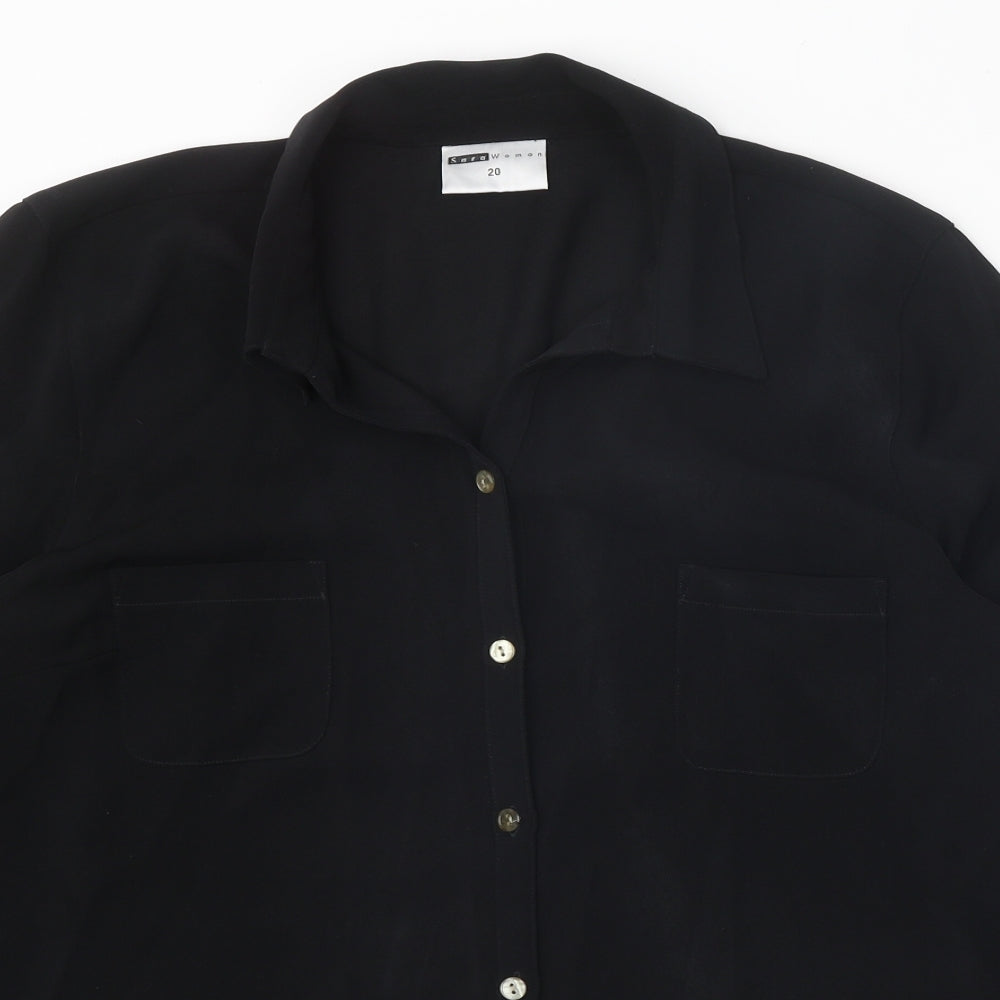 Womens UK Size 20 Sara Woman Black Basic Button-Up