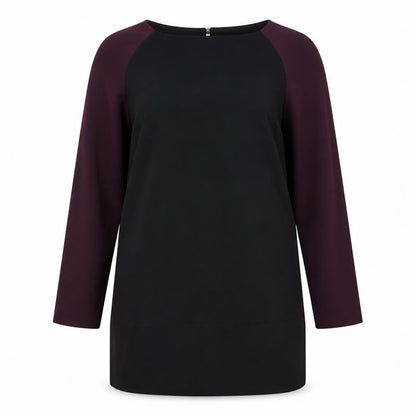 Zara Womens Black Colourblock Polyester A-Line Size M Round Neck Zip