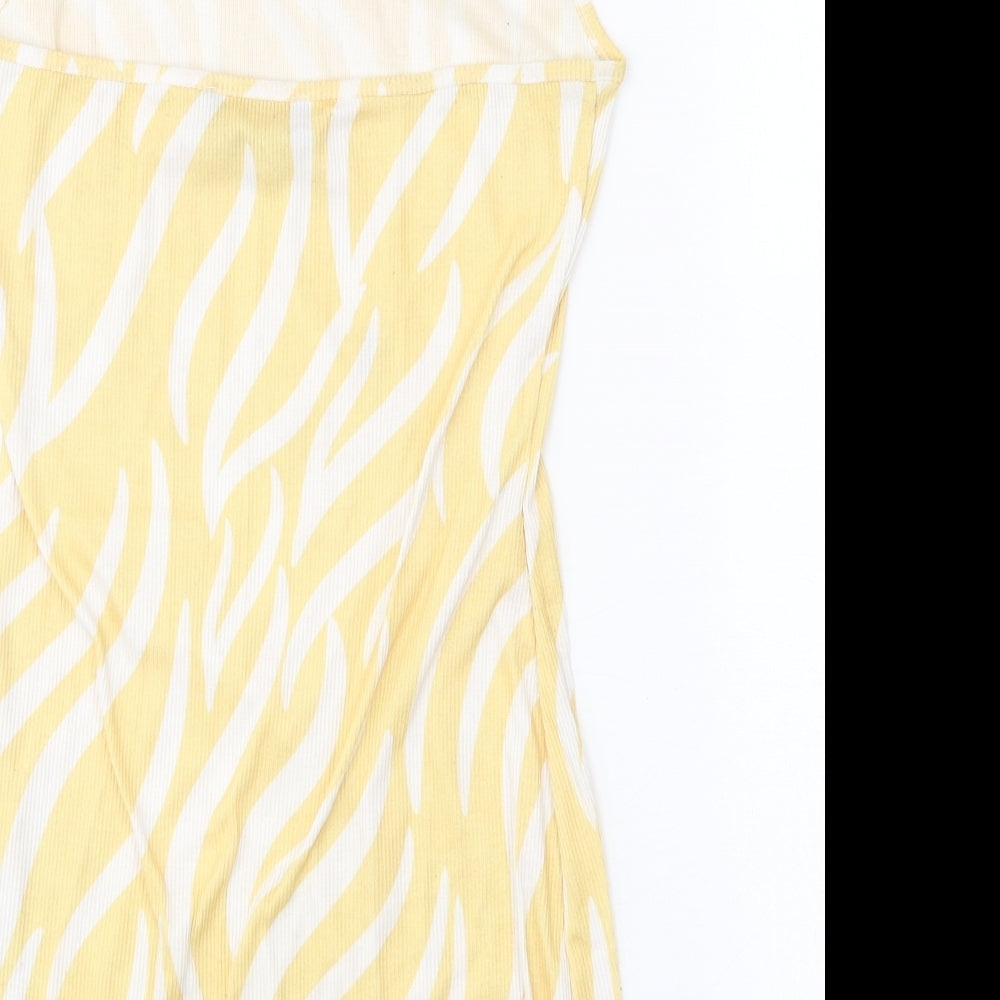 Another Reason Womens Yellow Animal Print Polyester A-Line Size 12 Halter Tie
