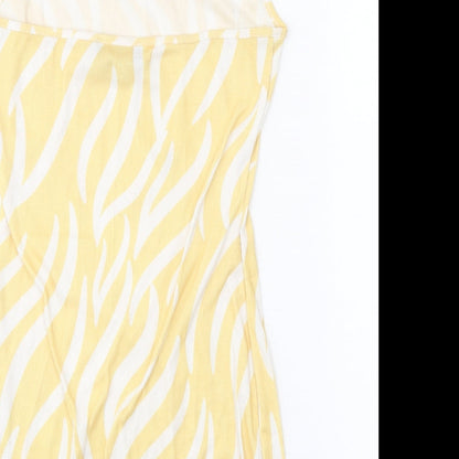 Another Reason Womens Yellow Animal Print Polyester A-Line Size 12 Halter Tie