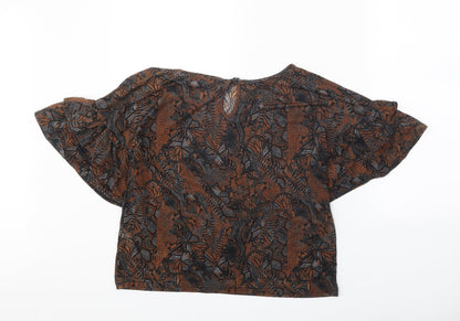 Womens UK Size 10 Topshop Brown Cropped T-Shirt