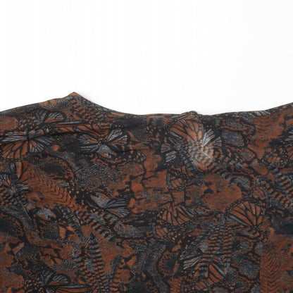 Womens UK Size 10 Topshop Brown Cropped T-Shirt