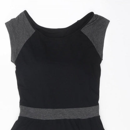 Preworn Womens Black Colourblock Modal Fit & Flare One Size Round Neck Pullover
