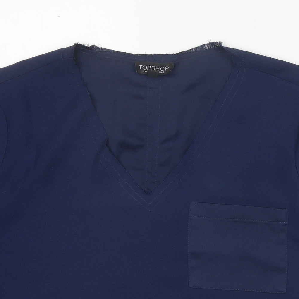 Womens UK Size 8 Topshop Blue Basic Blouse