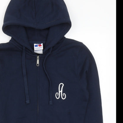Russell Womens Blue Cotton Full Zip Hoodie Size S Zip