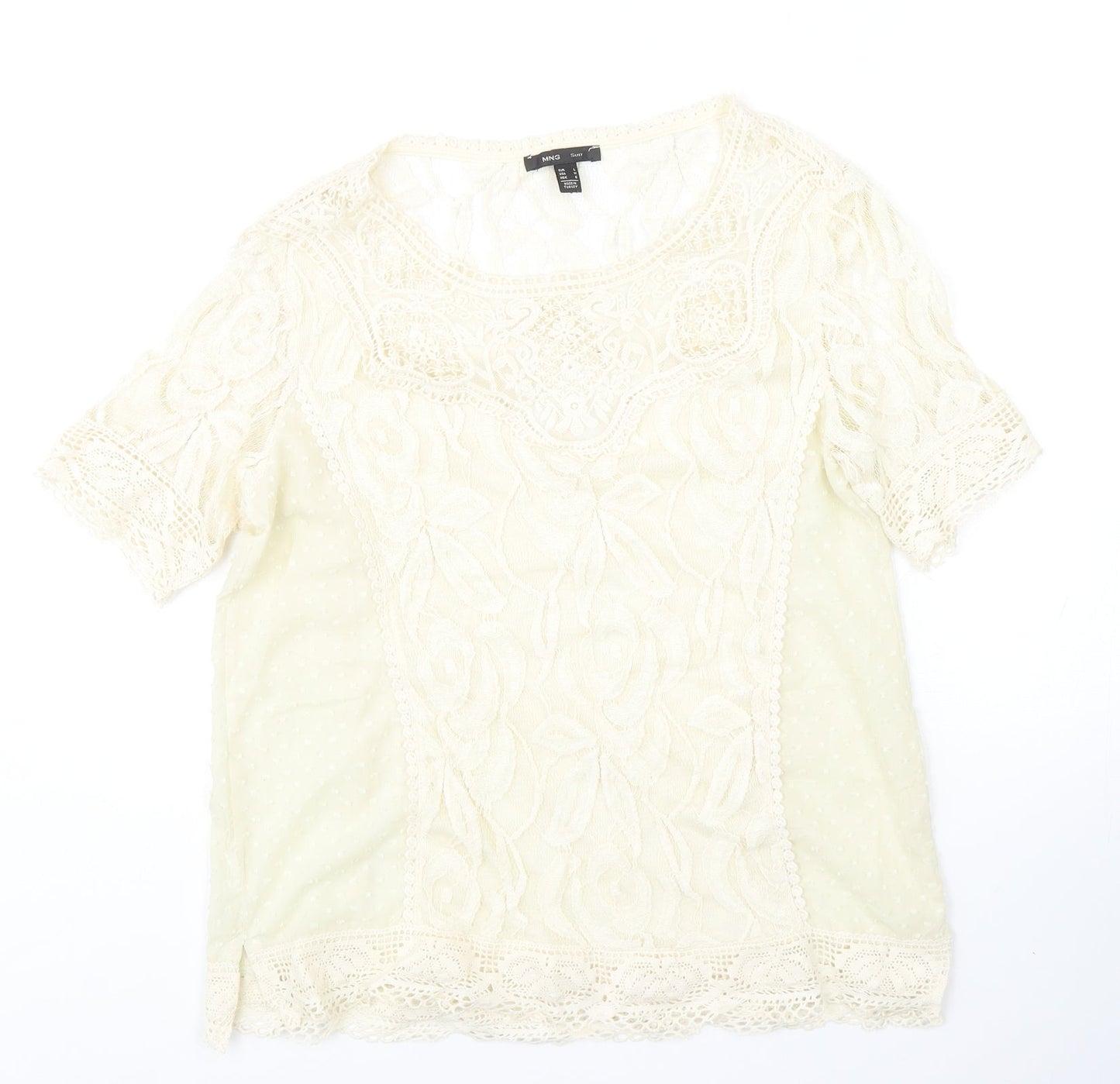 Womens UK Size L Mango Ivory Basic Blouse
