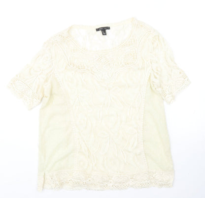 Womens UK Size L Mango Ivory Basic Blouse