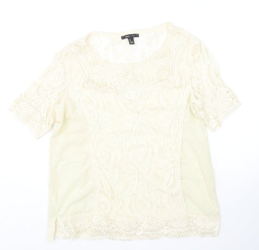 Womens UK Size L Mango Ivory Basic Blouse