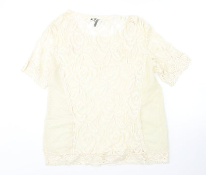 Womens UK Size L Mango Ivory Basic Blouse
