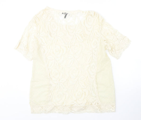 Womens UK Size L Mango Ivory Basic Blouse