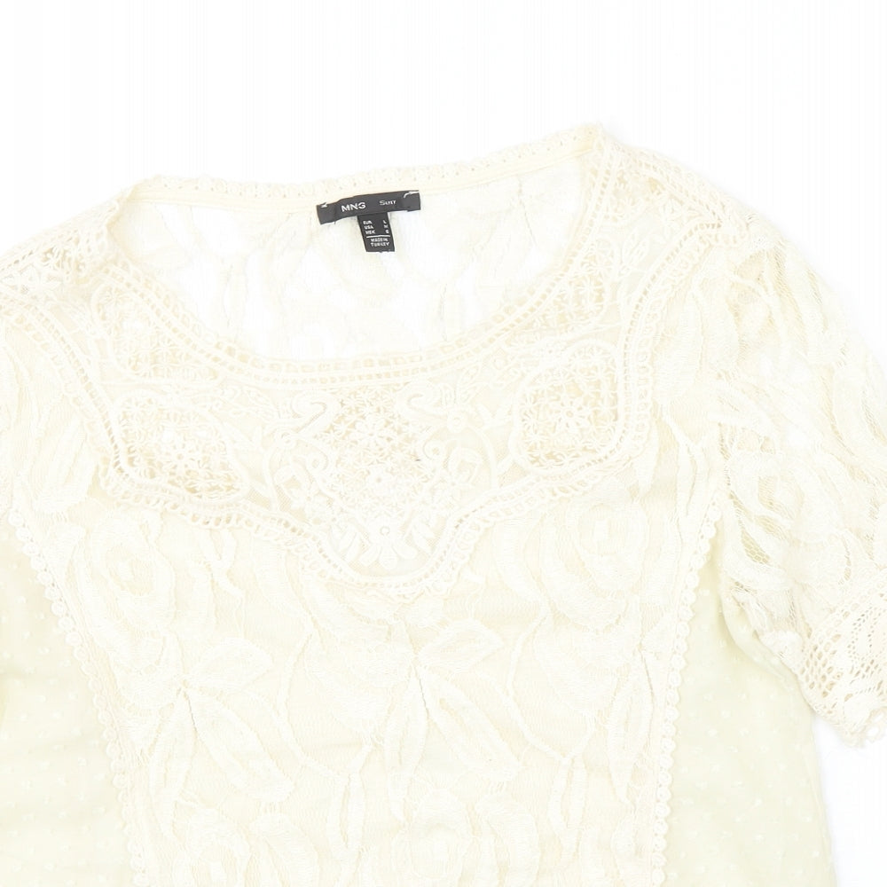 Womens UK Size L Mango Ivory Basic Blouse