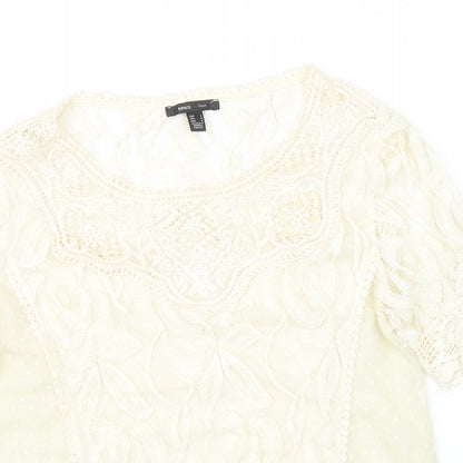 Womens UK Size L Mango Ivory Basic Blouse