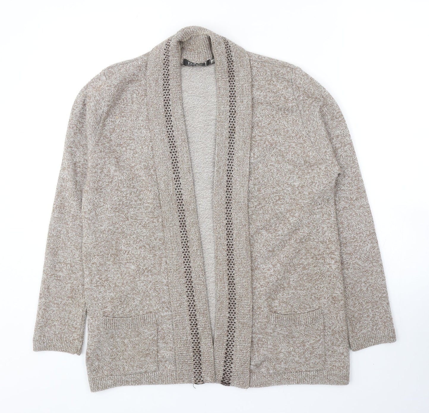 Envy Womens Beige V-Neck Acrylic Cardigan Jumper Size M - Size M-L