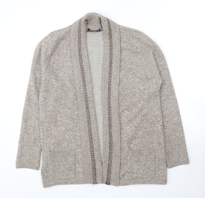 Envy Womens Beige V-Neck Acrylic Cardigan Jumper Size M - Size M-L