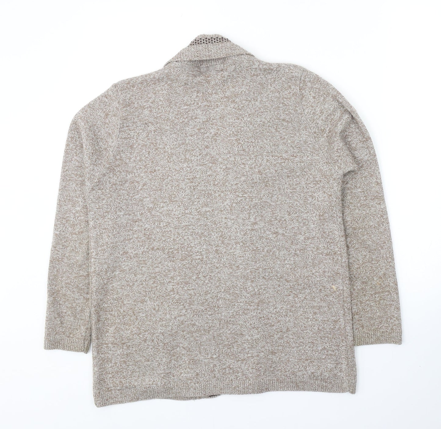 Envy Womens Beige V-Neck Acrylic Cardigan Jumper Size M - Size M-L