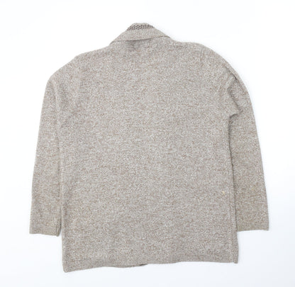 Envy Womens Beige V-Neck Acrylic Cardigan Jumper Size M - Size M-L