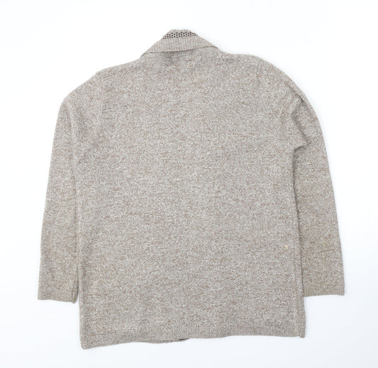 Envy Womens Beige V-Neck Acrylic Cardigan Jumper Size M - Size M-L