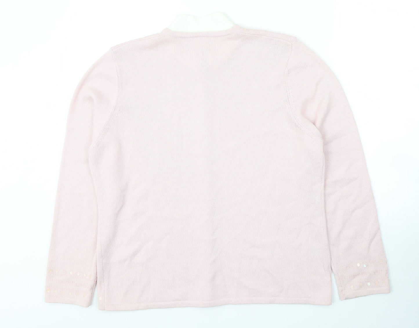 Country Casuals Womens Pink Round Neck Wool Cardigan Jumper Size L