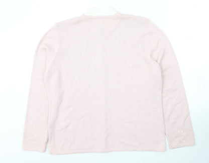 Country Casuals Womens Pink Round Neck Wool Cardigan Jumper Size L