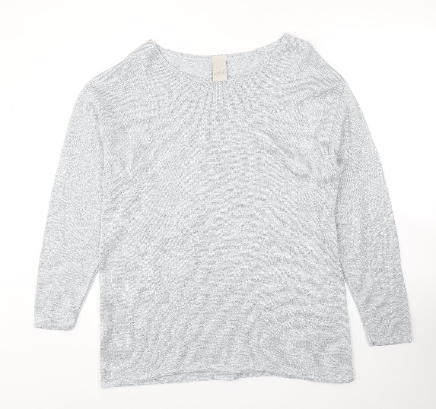 Casuals Womens Blue Scoop Neck Acrylic Pullover Jumper Size 18