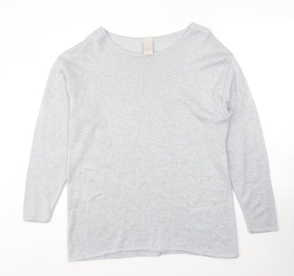 Casuals Womens Blue Scoop Neck Acrylic Pullover Jumper Size 18