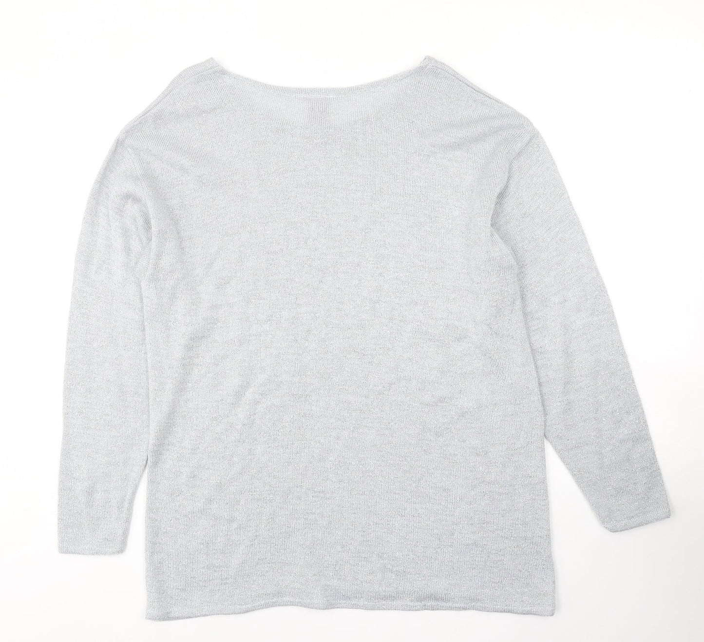 Casuals Womens Blue Scoop Neck Acrylic Pullover Jumper Size 18