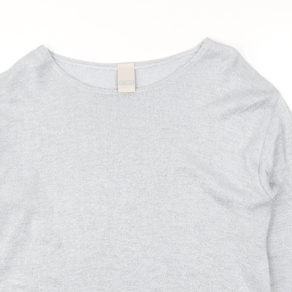 Casuals Womens Blue Scoop Neck Acrylic Pullover Jumper Size 18